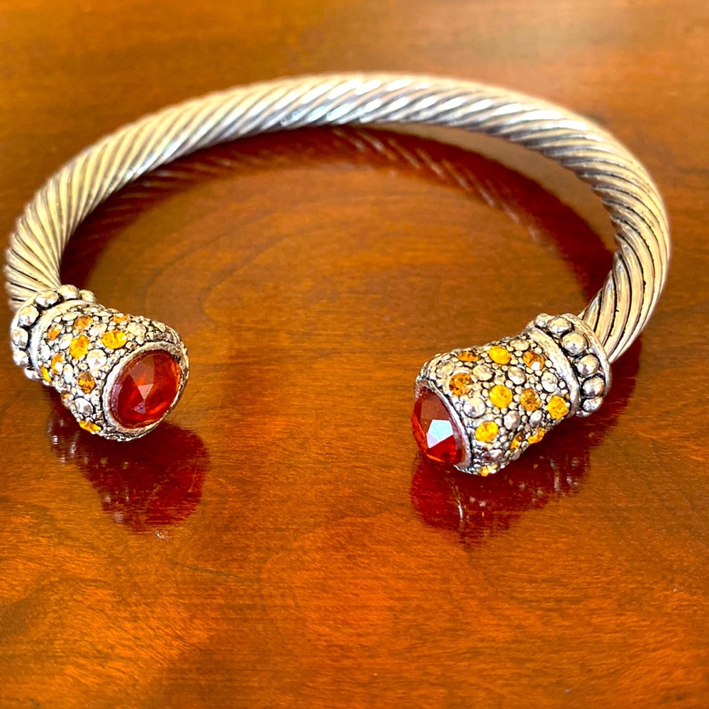 Jeweled Cuff Bracelet 3 Inches Wide